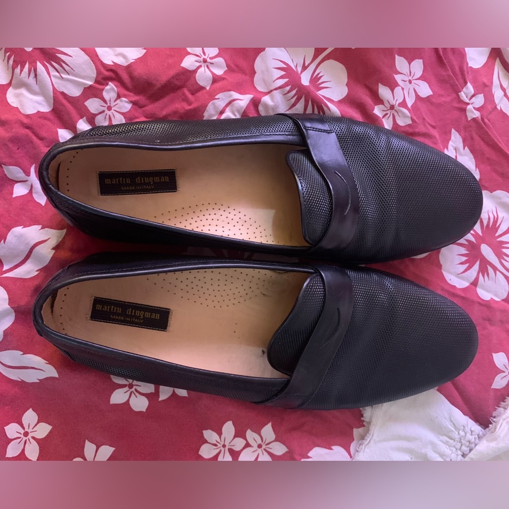 Martin Dingman Black Penny Loafers Slip-On Style